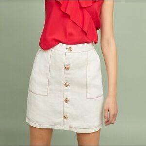 NWT Anthropologie Amadi Buttoned Linen Mini Skirt